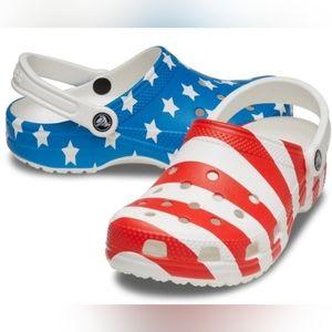 Crocs Classic American Flag Clogs Stars and Stripes USA Women's Size 6,7,8